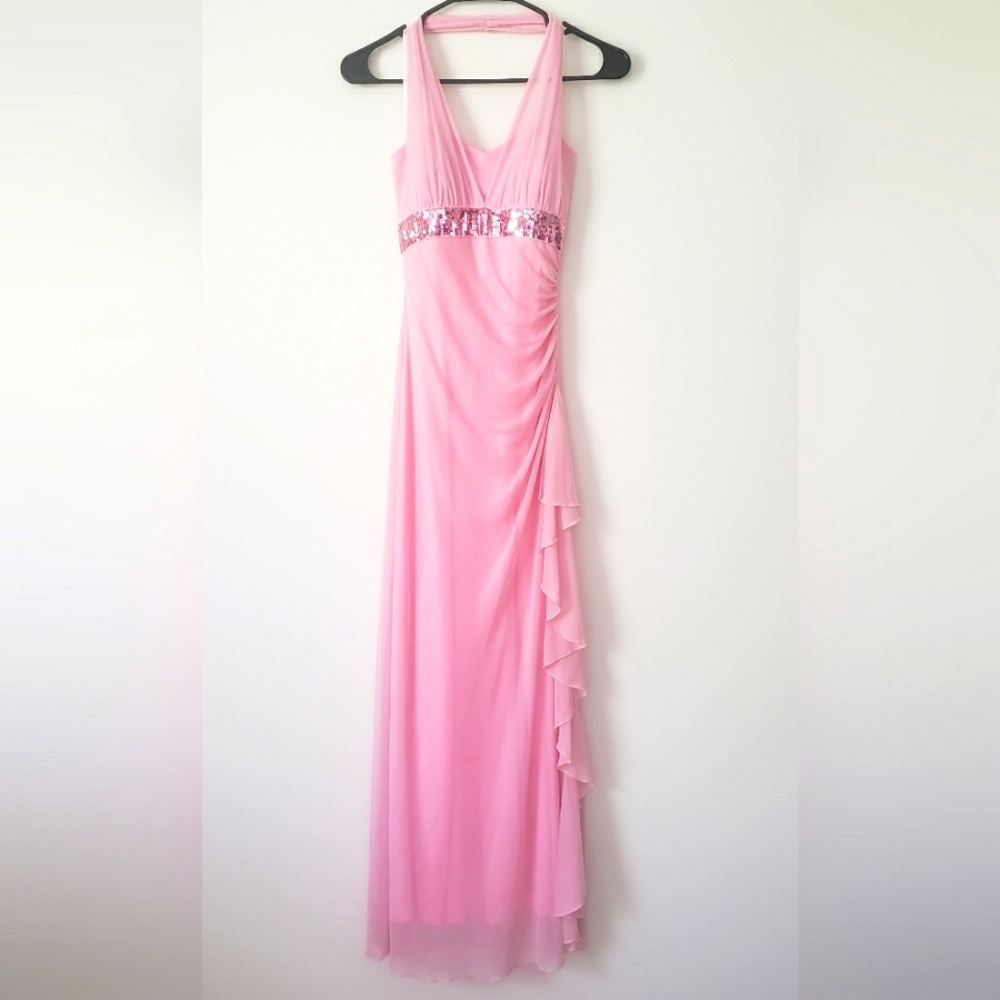 Pink halter neck dress